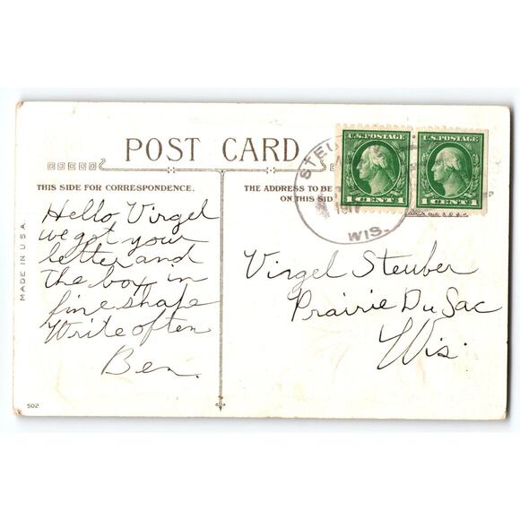 Vintage Thanksgiving Greetings Postcard with Fruit Basket & Pie - Picture 2 of 2